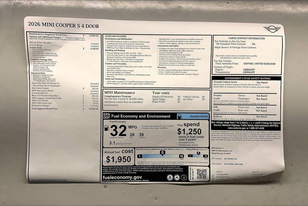 new 2026 MINI Hardtop car, priced at $39,690