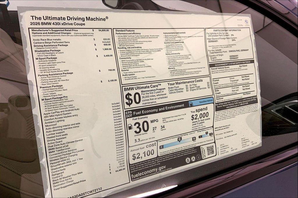 new 2026 BMW 430 car, priced at $64,480