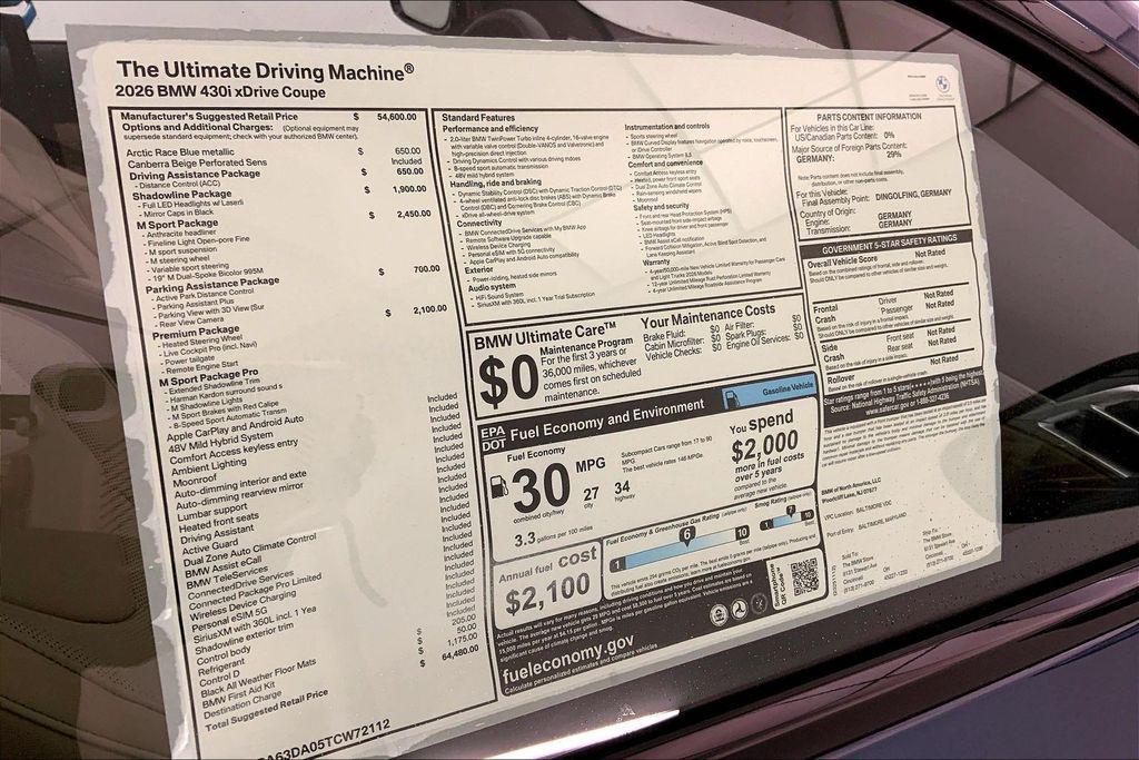 new 2026 BMW 430 car, priced at $64,480