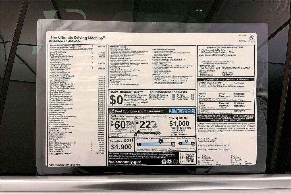 new 2026 BMW X5 PHEV car, priced at $82,125
