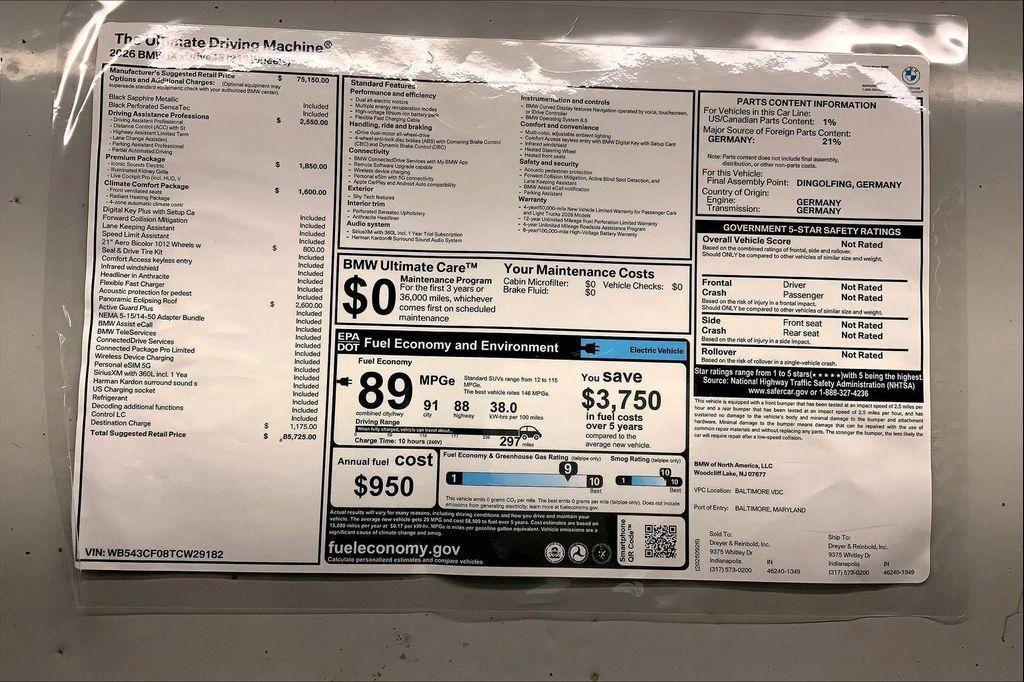 new 2026 BMW iX car, priced at $85,725