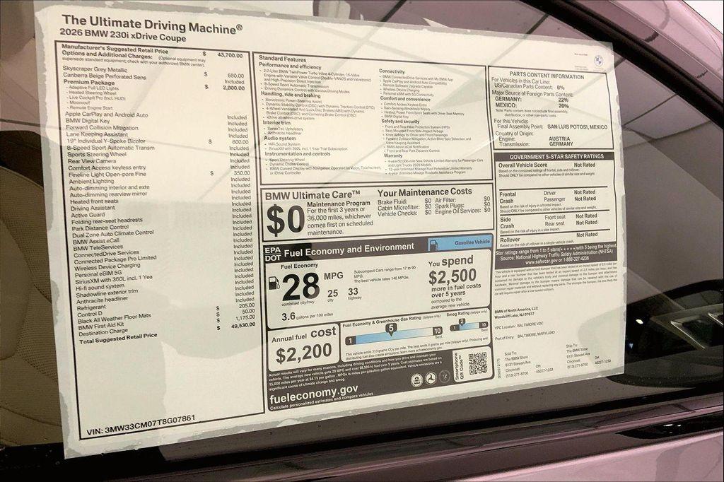 new 2026 BMW 230 car, priced at $49,530