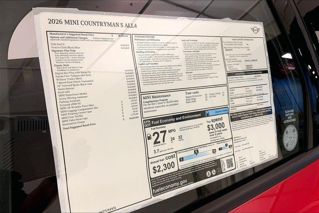 new 2026 MINI Countryman car, priced at $40,625