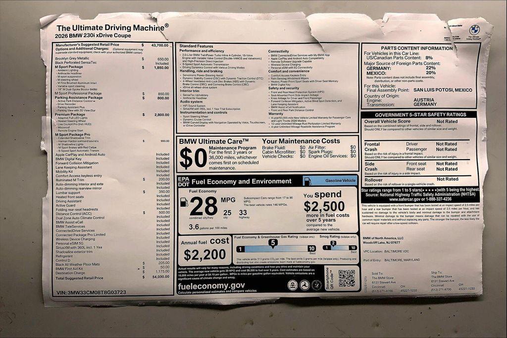 new 2026 BMW 230 car, priced at $54,030