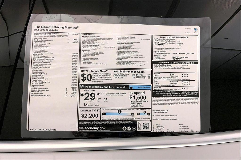 new 2025 BMW X3 car, priced at $52,990