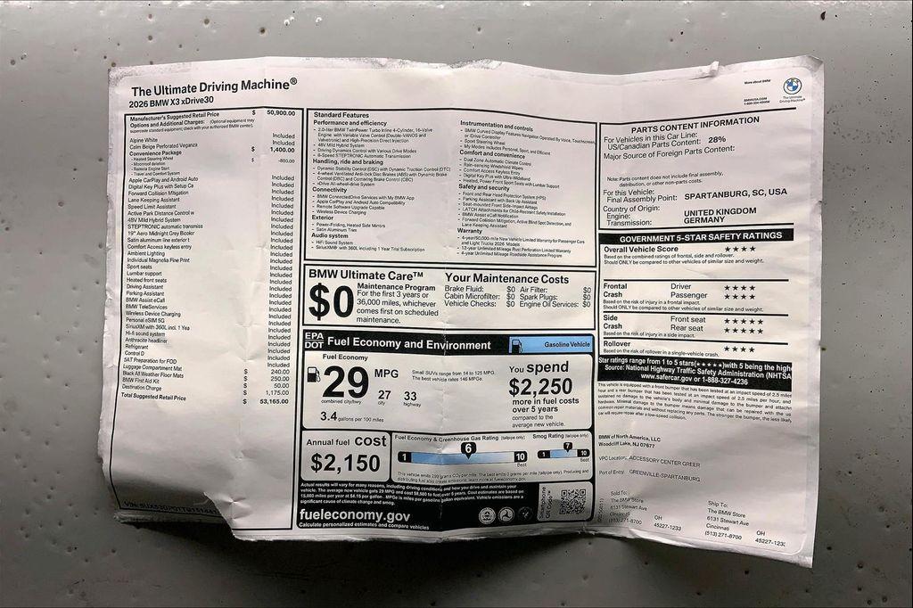 new 2026 BMW X3 car, priced at $53,165