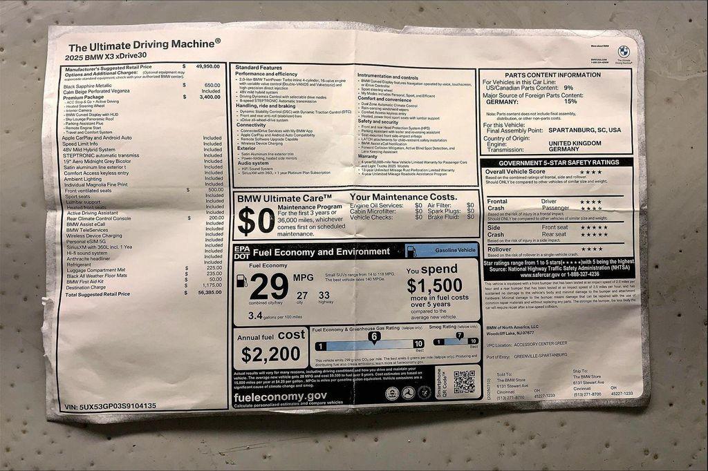 new 2025 BMW X3 car, priced at $54,490