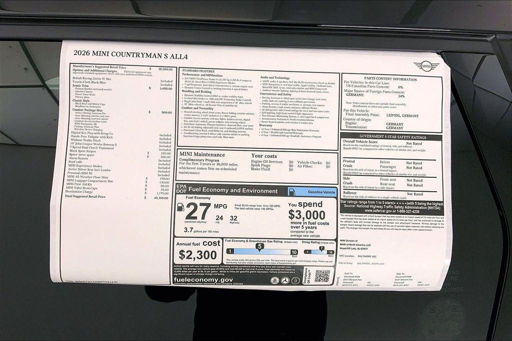 new 2026 MINI Countryman car, priced at $45,310