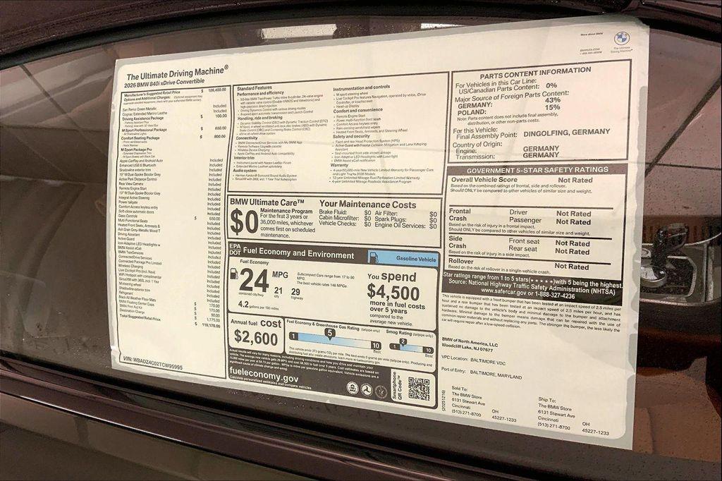 new 2026 BMW 840 car, priced at $110,170