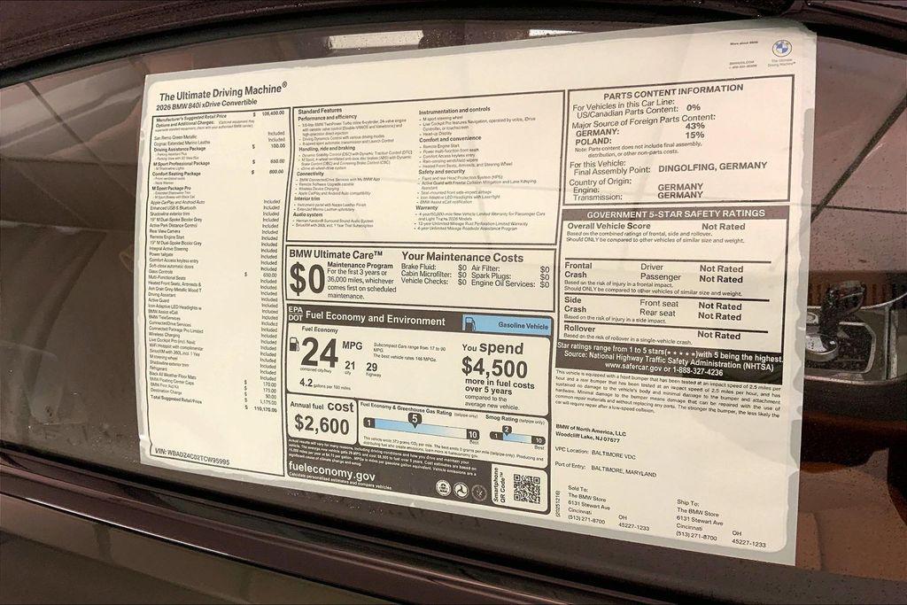 new 2026 BMW 840 car, priced at $110,170