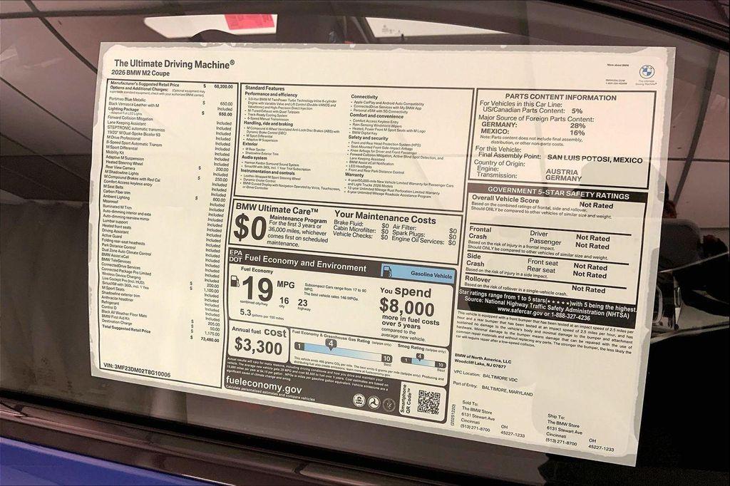 new 2026 BMW M2 car, priced at $73,480