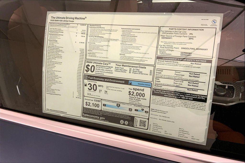 new 2026 BMW 430 car, priced at $60,730