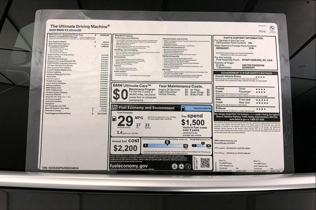 new 2025 BMW X3 car, priced at $53,410
