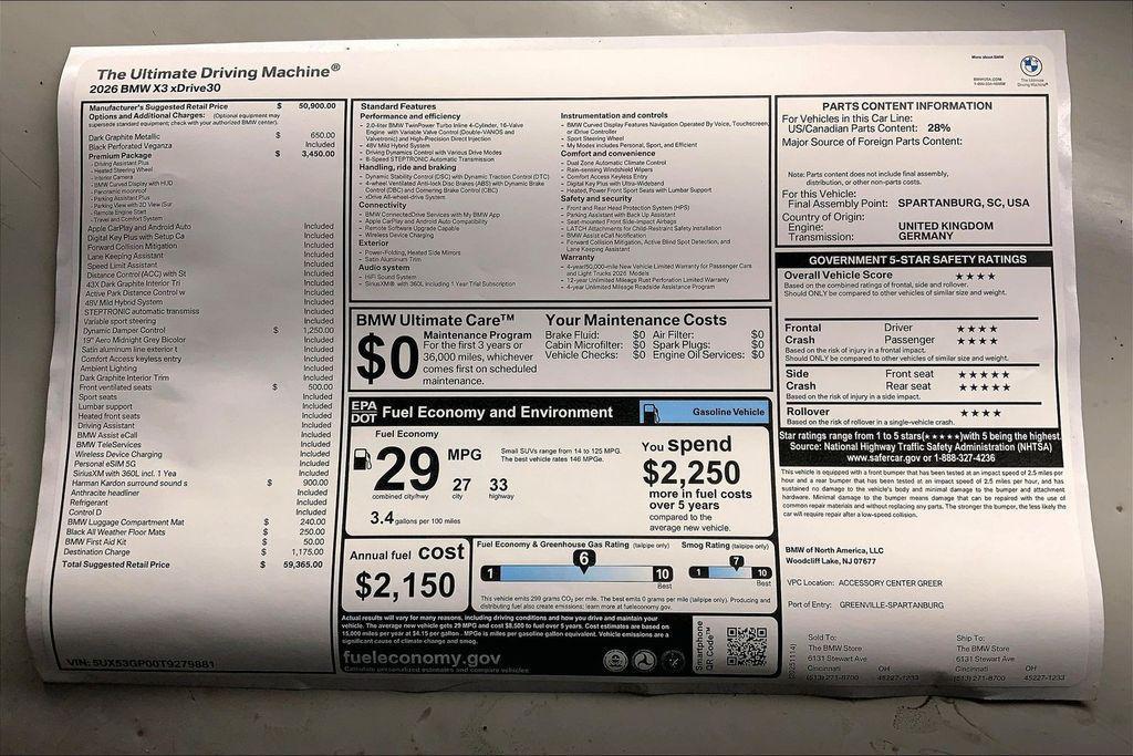 new 2026 BMW X3 car, priced at $59,365