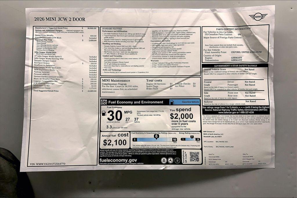 new 2026 MINI Hardtop car, priced at $43,885