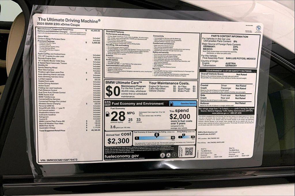 new 2025 BMW 230 car, priced at $49,185