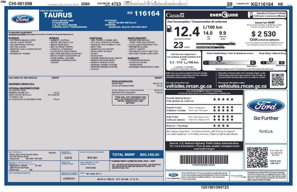 used 2019 Ford Taurus car, priced at $21,239