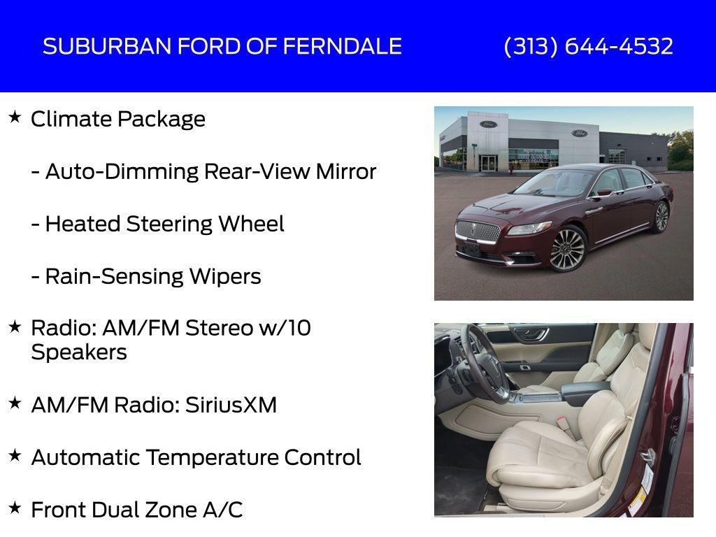 used 2017 Lincoln Continental car, priced at $15,959