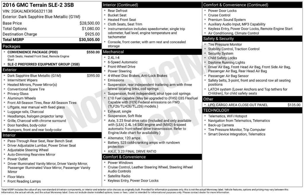 used 2016 GMC Terrain car, priced at $7,989