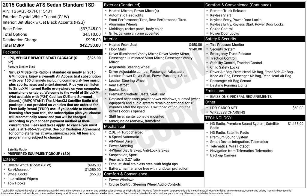 used 2015 Cadillac ATS car, priced at $8,799