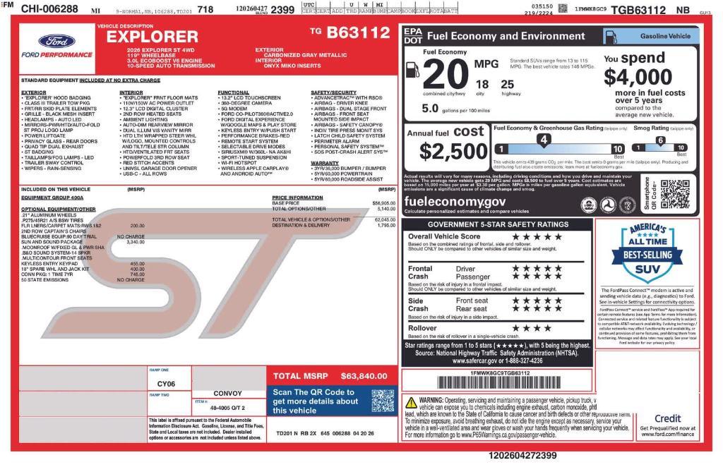 new 2026 Ford Explorer car, priced at $58,406