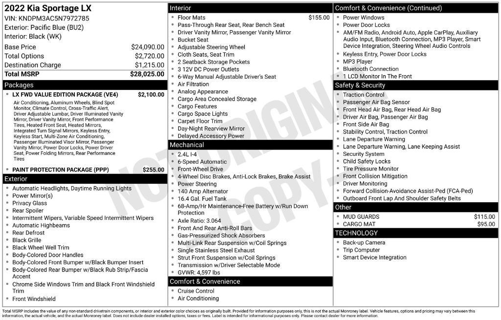 used 2022 Kia Sportage car, priced at $15,359