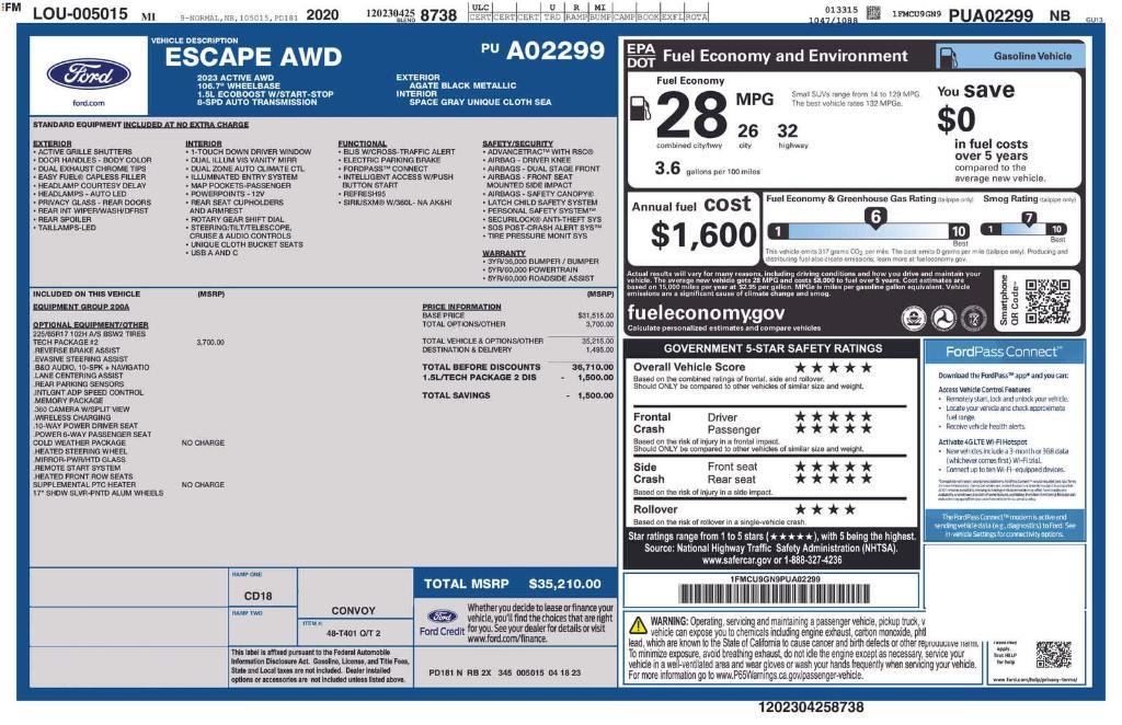 used 2023 Ford Escape car, priced at $19,609