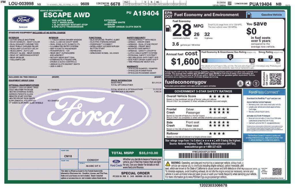 used 2023 Ford Escape car, priced at $23,275