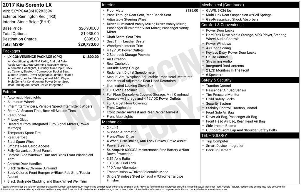 used 2017 Kia Sorento car, priced at $9,469