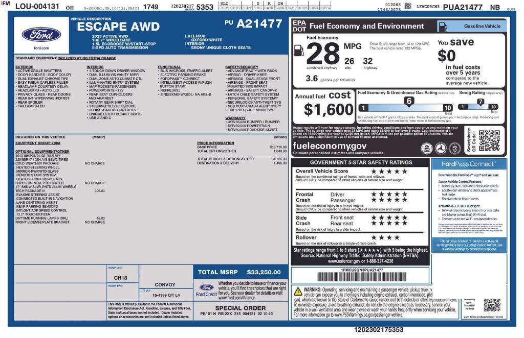 used 2023 Ford Escape car, priced at $23,829