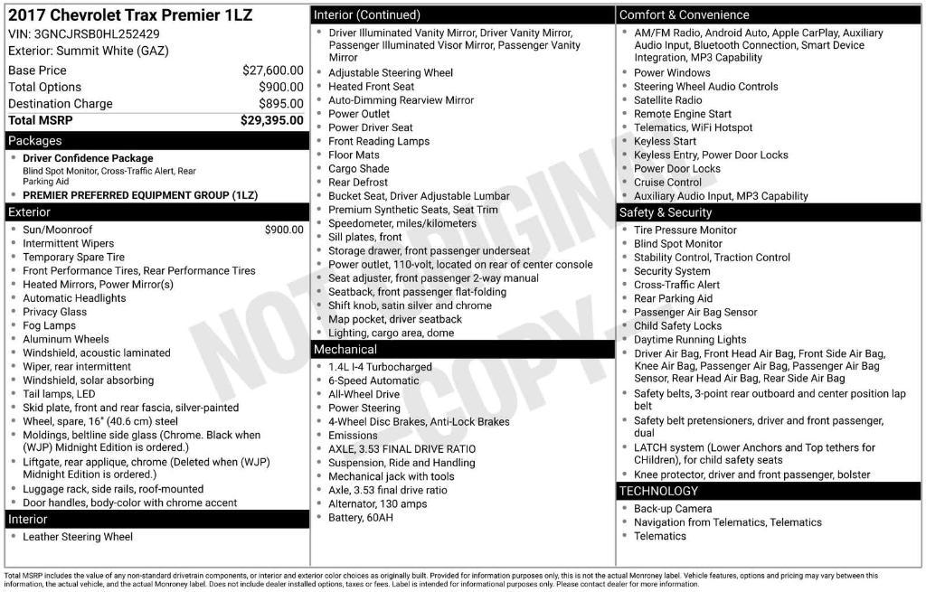 used 2017 Chevrolet Trax car, priced at $10,459