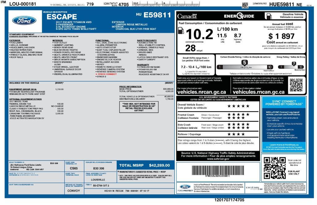 used 2017 Ford Escape car, priced at $9,959