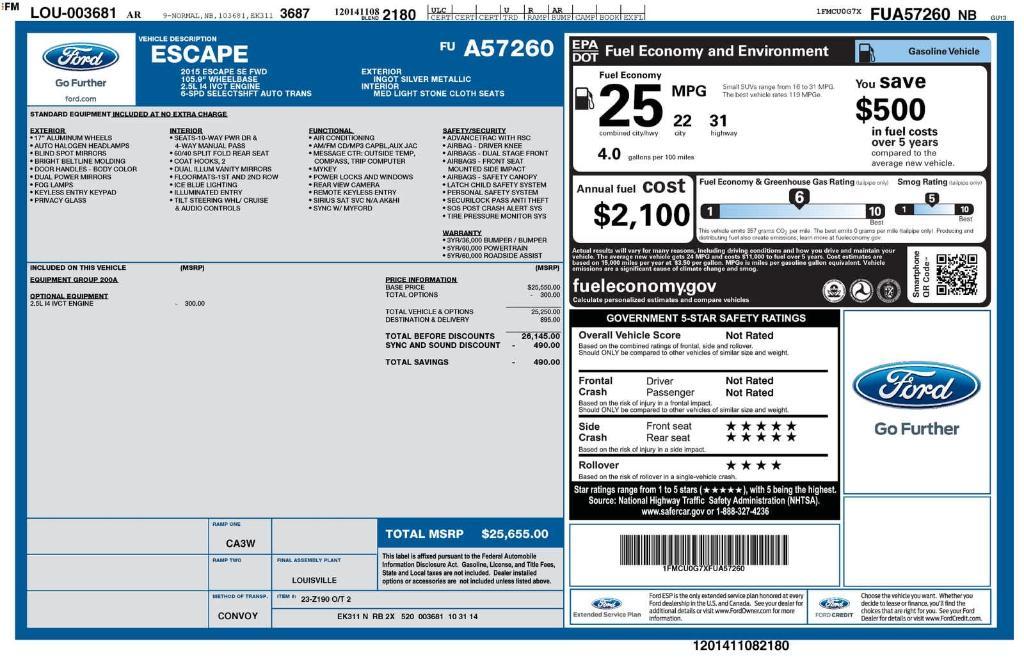 used 2015 Ford Escape car, priced at $4,959
