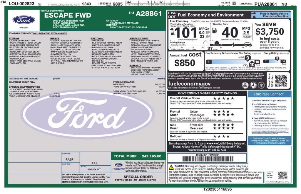 used 2023 Ford Escape car, priced at $22,839