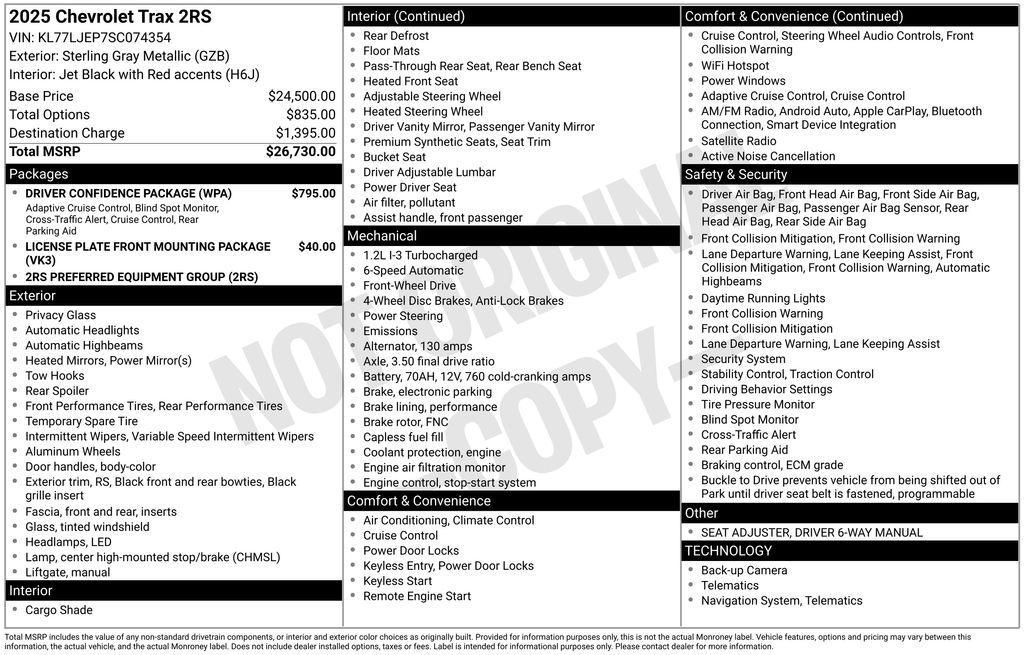 used 2025 Chevrolet Trax car, priced at $24,995