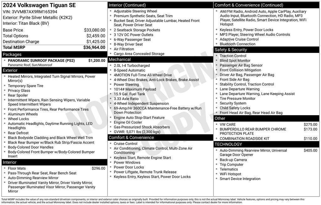 used 2024 Volkswagen Tiguan car, priced at $24,829