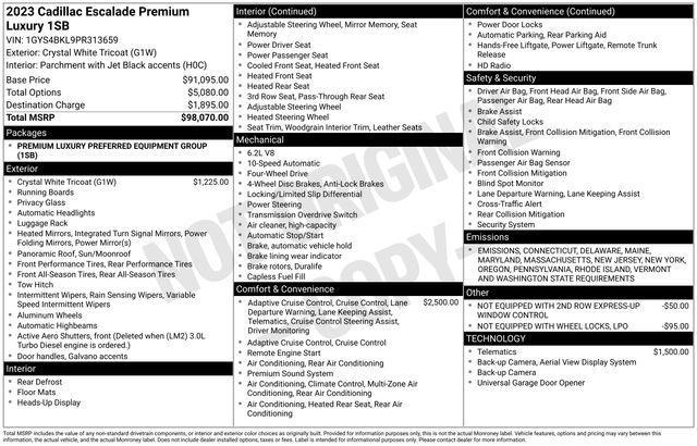 used 2023 Cadillac Escalade car, priced at $47,080