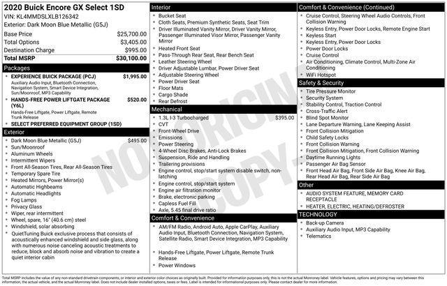 used 2020 Buick Encore GX car, priced at $9,000