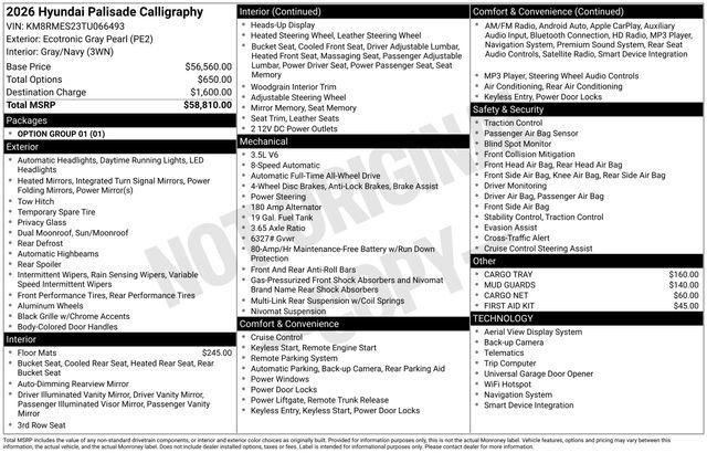 new 2026 Hyundai Palisade car, priced at $55,066