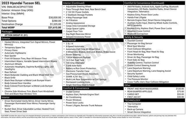 used 2023 Hyundai Tucson car, priced at $21,000