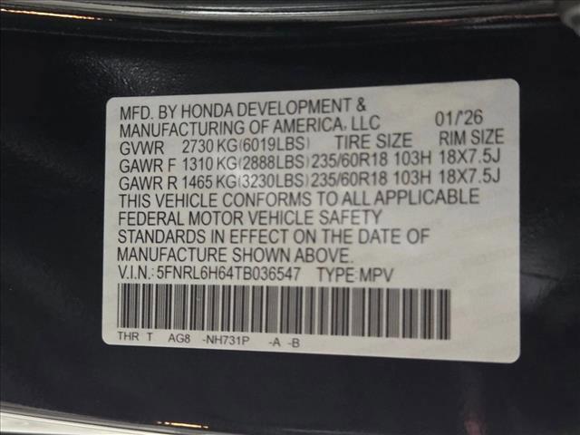 new 2026 Honda Odyssey car, priced at $42,038