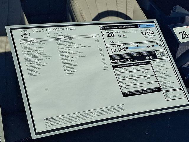 new 2026 Mercedes-Benz E-Class car, priced at $86,415