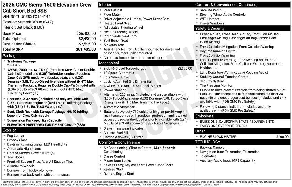 new 2026 GMC Sierra 1500 car, priced at $52,997