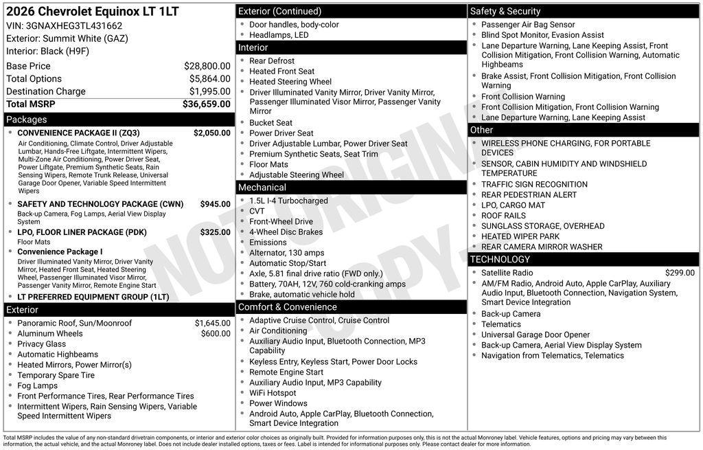 new 2026 Chevrolet Equinox car, priced at $35,321