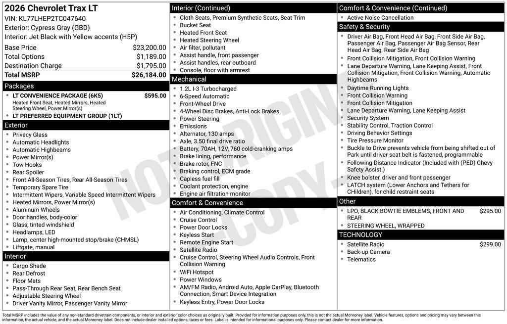 new 2026 Chevrolet Trax car, priced at $22,499