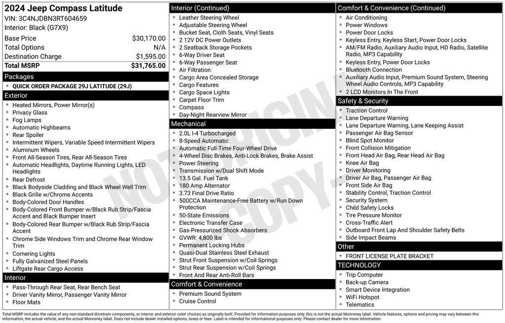 used 2024 Jeep Compass car, priced at $16,988