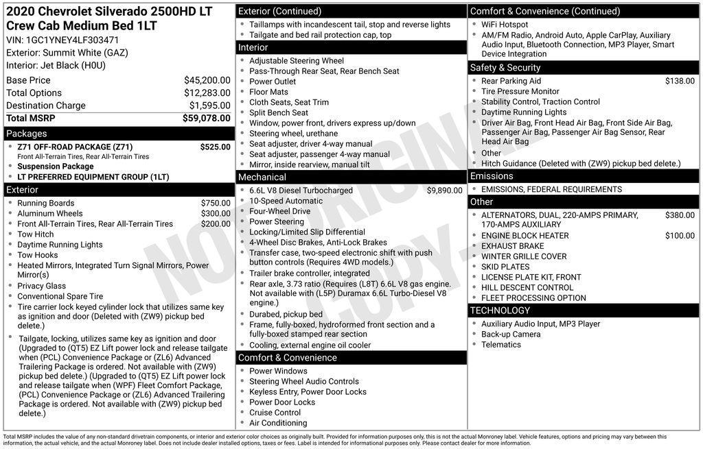 used 2020 Chevrolet Silverado 2500 car, priced at $46,974