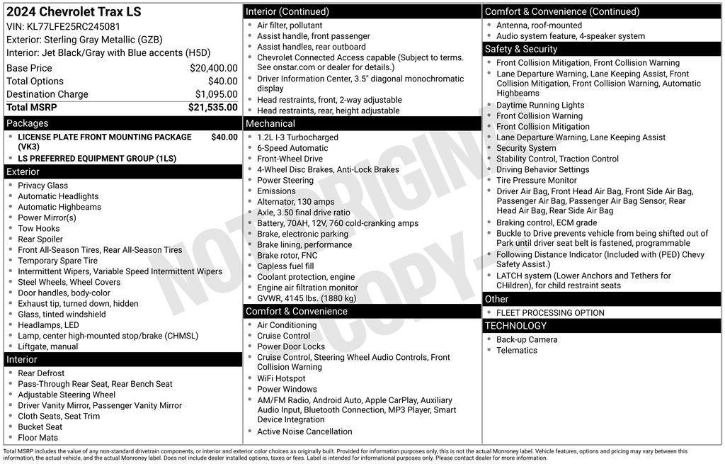 used 2024 Chevrolet Trax car, priced at $18,201