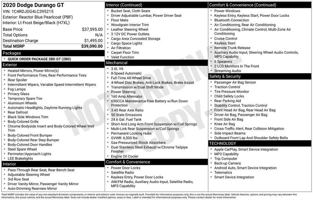 used 2020 Dodge Durango car, priced at $23,249