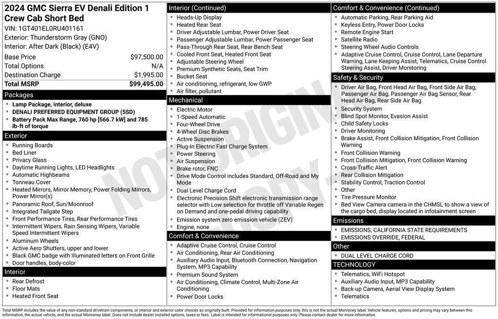 new 2024 GMC Sierra EV car, priced at $81,491